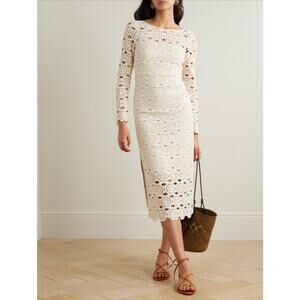 Cara Cara Marsielle Crochet Cotton Midi‎ Dress Cream NWT Size XS